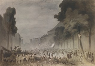The July Revolution on the Grands Boulevards of Paris, 1830. Artist: Bellangé, Hippolyte (1800-1866)