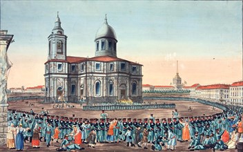 People's Militia Received on the St Isaac's Square in Saint Petersburg, 1815. Artist: Ivanov, Ivan Alexeyevich (1779-1848)