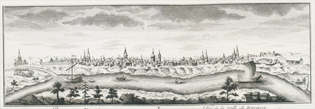 View of Yeniseysk, ca 1735. Artist: Lürsenius, Johann Wilhelm (1704-1771)