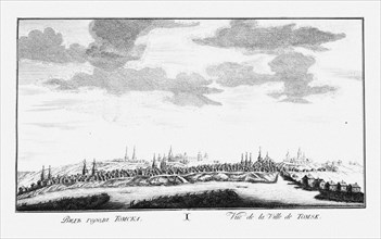 View of Tomsk, ca 1735. Artist: Lürsenius, Johann Wilhelm (1704-1771)