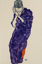 Youth in purple cassock with folded hands, 1914. Artist: Schiele, Egon (1890-1918)