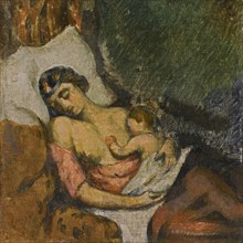 Woman breastfeeding her child, ca 1872. Artist: Cézanne, Paul (1839-1906)