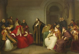 John Hus before Council of Constance, End of 19th century. Artist: Anonymous