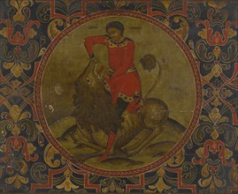 Samson Fighting the Lion, Early 18th century. Artist: Russian icon