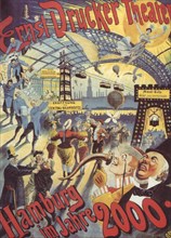 Hamburg in the Year 2000. Poster for the Ernst Drucker Theatre, 1896. Artist: Friedländer, Adolph (1851-1904)