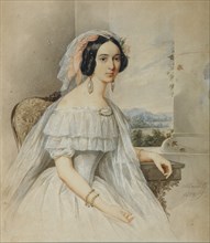 Portrait of Alexandra Smirnova-Rosset (1809-1882), 1844. Artist: Alexeyev, Nikolai Mikhailovich (1813-1880)