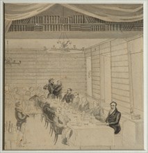 Literary Feasting in the bookstore of Aleksander Smirdin, 1832. Artist: Briullov, Alexander Pavlovich (1798-1877)