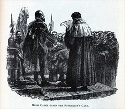 Hugh Capet takes the Sovereign's Oath, 1882. Artist: Anonymous