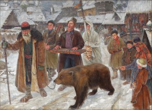 The Song of the skomorokhs, 1910. Artist: Subbotin (Permyak), Pyotr Ivanovich (1886-1923)