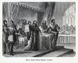 King John Signs Magna Carta, 1882. Artist: Anonymous