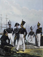 The Guards Équipage Artillery Company and Guards Cargo Company, 1829. Artist: Belousov, Lev Alexandrovich (1806-1864)
