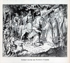 Liudolf craves his Father's Pardon, 1882. Artist: Anonymous