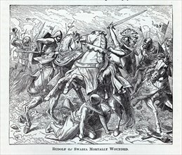 Rudolf of Swabia Mortally Wounded, 1882. Artist: Anonymous