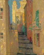 La rue de l'Eglise, Villefranche-sur-Mer, 1928. Artist: Le Sidaner, Henri (1862-1939)
