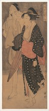 Couple in an Evening Shower, c. 1800. Artist: Utamaro, Kitagawa (1753-1806)
