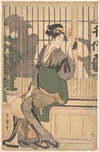The Chiyozuru Teahouse (Shadows on the Shoji), 1790s. Artist: Utamaro, Kitagawa (1753-1806)