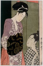 Mosquito Net, ca 1797. Artist: Utamaro, Kitagawa (1753-1806)