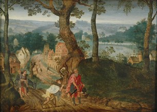 Landscape with Abraham and Isaac, Mid of 17th century. Artist: Grimmer, Jacob (ca 1525-1590)
