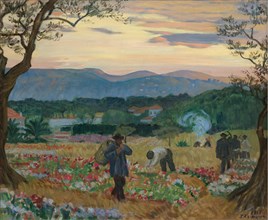 The Harvest Flowers, 1913. Artist: Kustodiev, Boris Michaylovich (1878-1927)