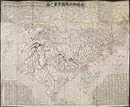 The Buddhist world map, 1710. Artist: Rokashi Hotan, Zuda (1654-1738)
