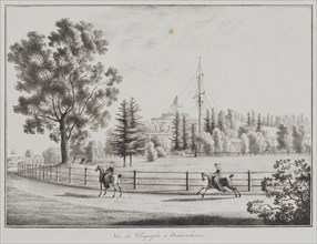 View of the Tobogganing Pavilion and the Telegraph at Oranienbaum, 1821-1822. Artist: Martynov, Andrei Yefimovich (1768-1826)