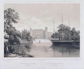 View of the Palace in Gatchina from the Lake, 1850s. Artist: Schulz, Carl (1823-1876)