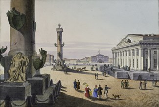Stock exchange and Admirality in St. Petersburg, First half of the 19th cent.. Artist: Beggrov, Karl Petrovich (1799-1875)