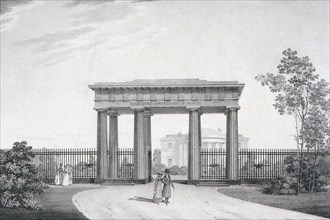 The To-my-Dear-Comrades-in-Arms Gate in the Catherine Park at Tsarskoye Selo, 1822. Artist: Thon, Alexander Andreyevich (1790-1858)