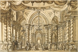 Set design for the Opera Bellérophon by Jean-Baptiste Lully, 18th century.