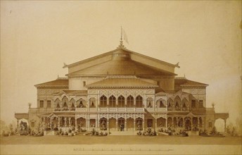 Project of the wooden summer theatre in Pavlovsk, Main facade, 1876.