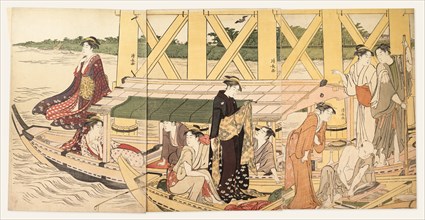 Boating Parties under the Ryogoku Bridge, c. 1785.