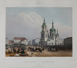 The Sennaya Square and the Saviour Church in Saint Petersburg, 1840s.