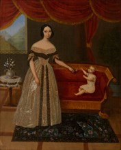 Portrait of Elizaveta Andreevna Yurievich (1809-1858) with son Nikolai, 1838.