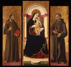 Triptych: Virgin and child with Saints Francis and Anthony Abbot.