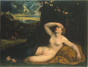 Venus awakened by Cupid.