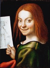 Portrait of a Child with a Drawing.