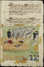 The Burning of three witches in Baden on November 4, 1585.