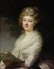 Portrait of Urszula Dembinska (1746-1825), née Morsztyn with music scores.
