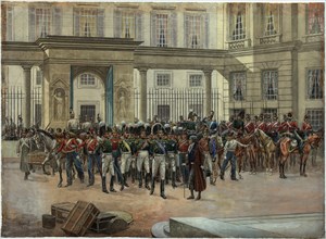 Emperor Alexander I in the courtyard of the Talleyrand's house in Paris.