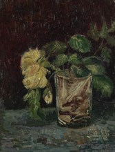 Glass with Yellow Roses.
