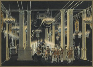 Chapelle Ardente of Charles Ferdinand d'Artois, Duke of Berry in Louvre, February 1820.