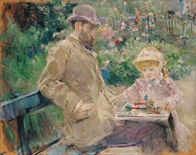 Eugène Manet and His Daughter in the Garden at Bougival.