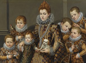 Portrait of Bianca degli Utili Maselli with her six children.