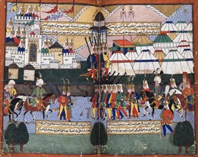 Ottoman army of Lala Mustafa Pasha parading before the walls of Tiflis, 1578. From the Nusretname by