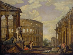Landscape with Hercules and ruins of ancient Rome.