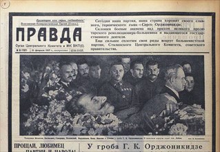 The front page of Pravda on February 19-22, 1937 to the death of Sergo Ordzhonikidze.