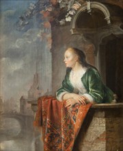 Young woman on a balcony, ca 1665.