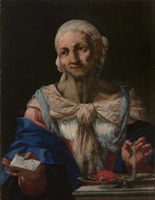 Old Woman with a Pearl Necklace and Letter (Vanitas), ca 1663.