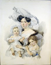 Portrait of Countess Elizaveta Nikolaevna Chernyshova (1808-1872), née Zotova, with daughters, c. 18