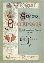 Cover to the first edition of the Libretto of opera Simon Boccanegra by Giuseppe Verdi, 1881.